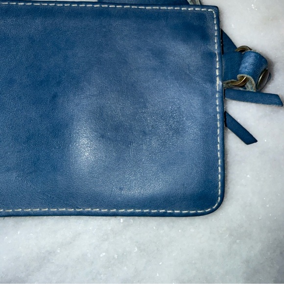 Portland Leather Goods Adriana Wristlet Clutch Pouch-Blue Leather-Zip Pocket - Picture 7 of 8